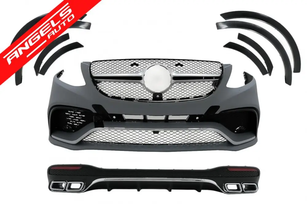 Pachet Exterior compatibil cu Mercedes GLE W166 SUV (2015-2018) Negru Crom | Angels Auto Preț promoțional