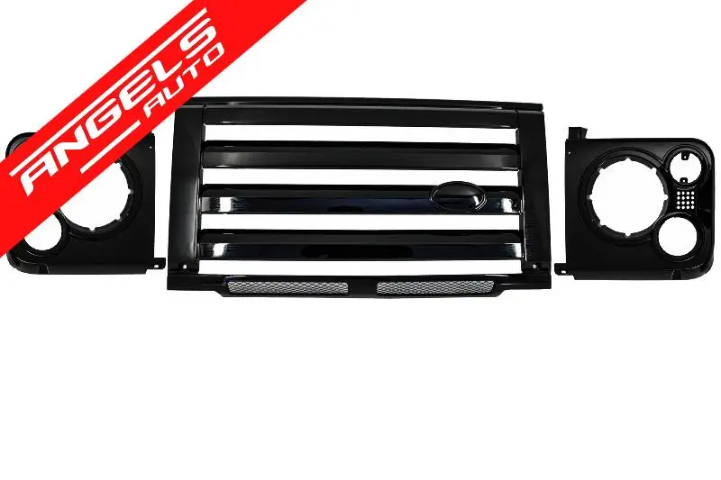 Grilă centrală și capace faruri compatibila cu Land Rover Defender (90-16) Negru | Angels Auto Noutate