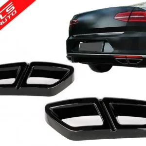 Ultima șansă Ornamente tobe sistem de evacuare compatibile cu VW Passat B8 3G (15-19) Negru Lucios | Angels Auto