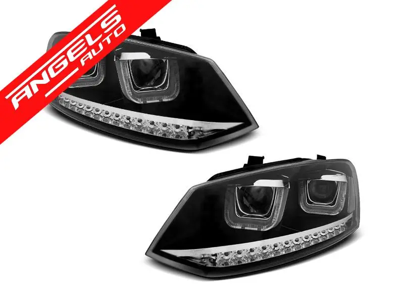 Ofertă exclusivă Faruri U-LED LIGHT Negru potrivite pentru compatibile cu VW POLO 6R 09-03.14 | Angels Auto