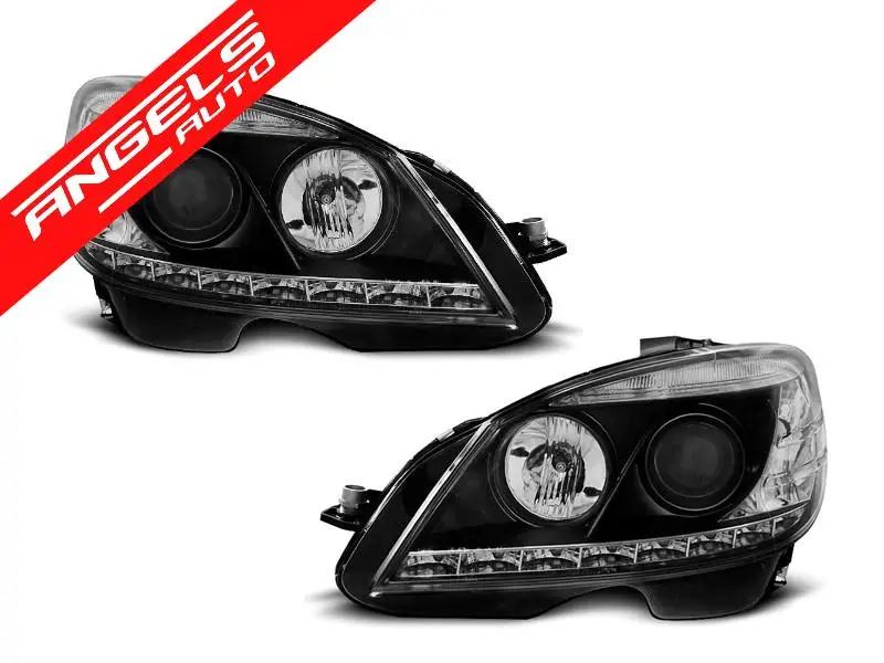 Reducere specială Faruri DAYLIGHT Negru potrivite pentru compatibile cu Mercedes W204 07-10 | Angels Auto