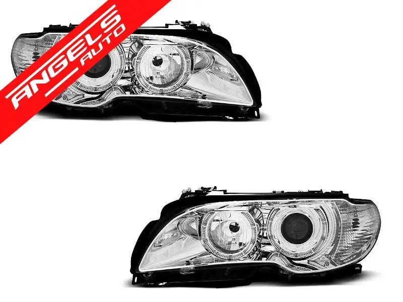 Preț promoțional Faruri ANGEL EYES CHROME potrivite pentru compatibile cu BMW E46 04.03-06 COUPE CABRIO | Angels Auto
