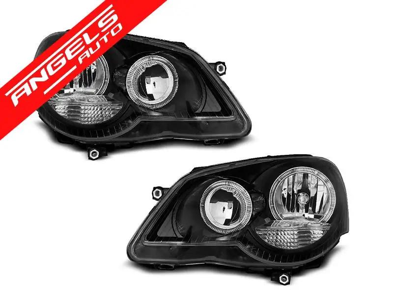 Cumpărături sigure Faruri ANGEL EYES Negru potrivite pentru compatibile cu VW POLO 9N3 04.05-09 | Angels Auto