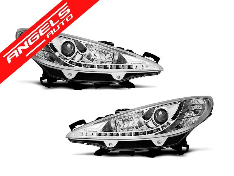 Plată sigură Faruri LED compatibile cu PEUGEOT 207 2006-2012 Crom | Angels Auto