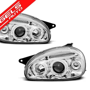 Calitate înaltă Faruri Angel Eyes compatibile cu Opel Corsa B 1993-2000 Crom | Angels Auto