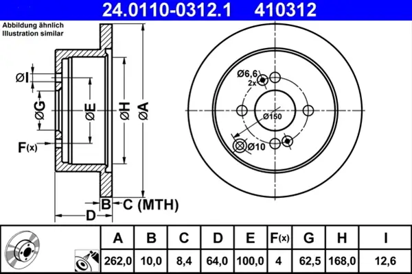 Disc frana ATE 24.0110-0312.1 Noutate