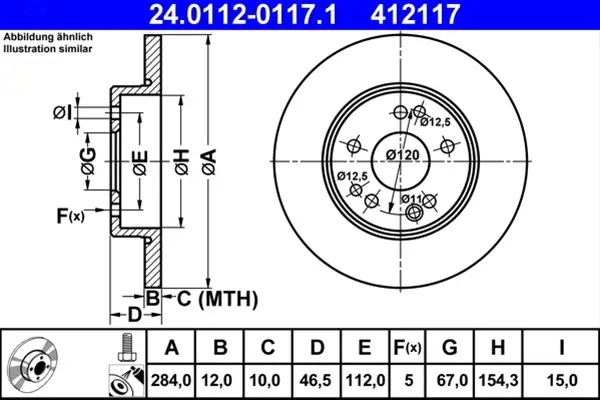 Preț promoțional Disc frana ATE 24.0112-0117.1