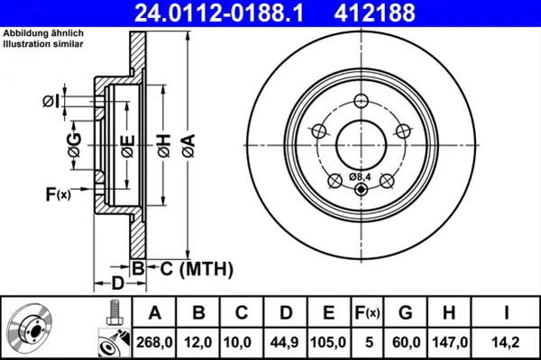 Disc frana ATE 24.0112-0188.1 Livrare expres