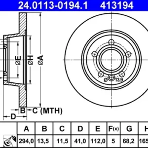 Ultima șansă Disc frana ATE 24.0113-0194.1