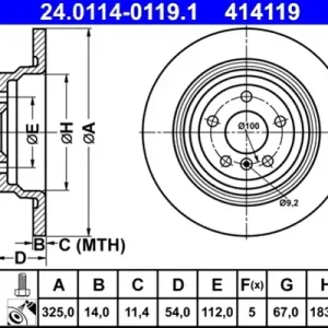 Calitate înaltă Disc frana ATE 24.0114-0119.1