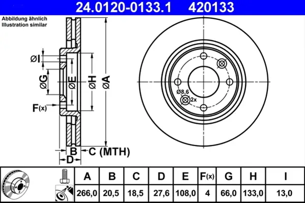 Preț promoțional Disc frana ATE 24.0120-0133.1