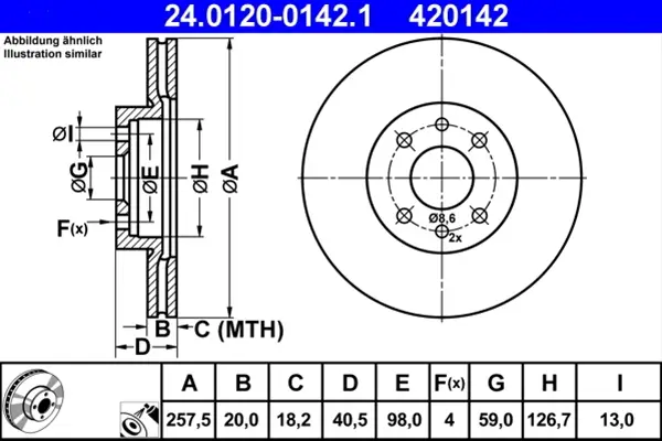 Plată sigură Disc frana ATE 24.0120-0142.1