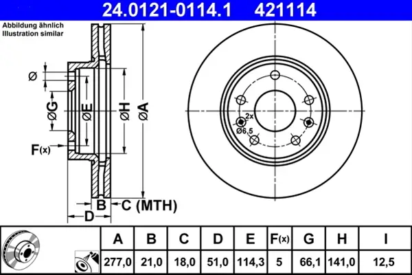 Disc frana ATE 24.0121-0114.1 Cel mai bun preț