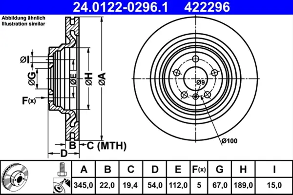 Disc frana ATE 24.0122-0296.1 Preț promoțional