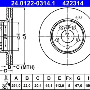 Calitate înaltă Disc frana ATE 24.0122-0314.1