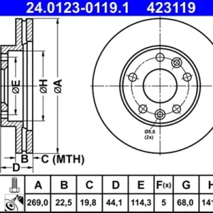 Ultima șansă Disc frana ATE 24.0123-0119.1
