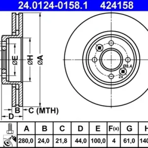 Cumpără online Disc frana ATE 24.0124-0158.1