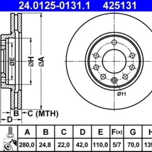 Bestseller Disc frana ATE 24.0125-0131.1