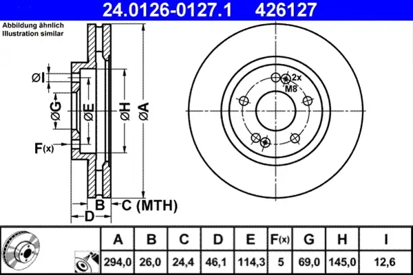 Disponibil imediat Disc frana ATE 24.0126-0127.1
