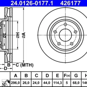Cumpără online Disc frana ATE 24.0126-0177.1