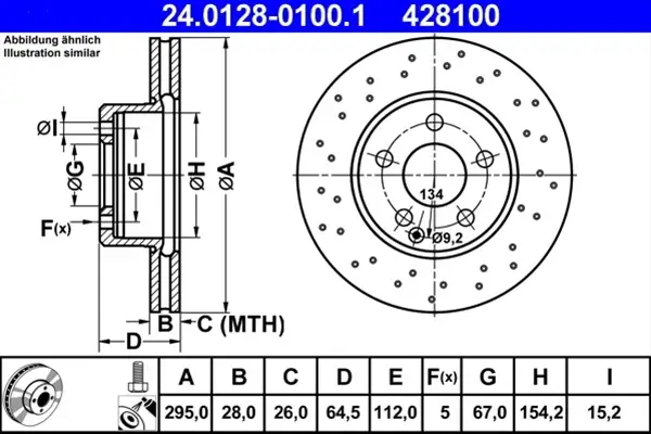Disc frana ATE 24.0128-0100.1 Plată sigură