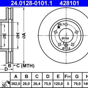 Bestseller Disc frana ATE 24.0128-0101.1