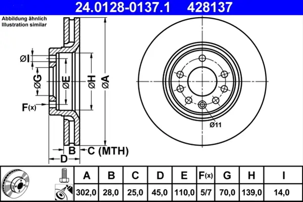 Disc frana ATE 24.0128-0137.1 Transport gratuit