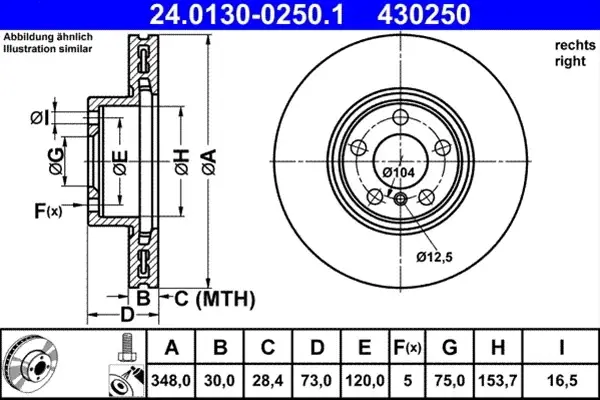 Disc frana ATE 24.0130-0250.1 Cel mai bun preț