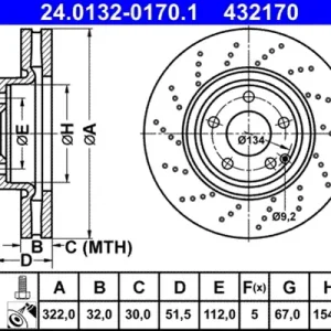 Super ofertă Disc frana ATE 24.0132-0170.1