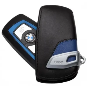 Livrare gratuită Husa protectie cheie originala BMW - M Sport Line - piele neagra / albastra