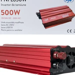 Livrare gratuită INVERTOR DE TENSIUNE PNI L650W, ALIMENTARE DUALA 12V/24V, IESIRE 230V, 500W, SINUS MODIFICAT, MUFA USB 5V 500mAh, CU CLESTI ALIMENTARE SI MUFA DE BRICHETA INCLUSA