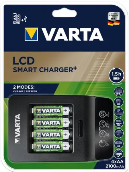 Cumpără online Încărcător VARTA LCD Smart Plus CHARGER+4xAA 2100 mAh (57684101441)