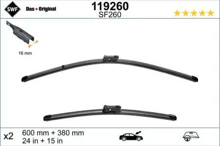 Set lamela stergator SWF Wiper FB OE LHD 600/380 mm Cel mai vândut