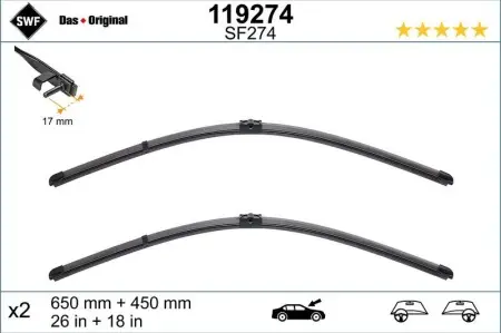 Reducere specială Set lamela stergator SWF Wiper FB OE LHD 650/450 mm