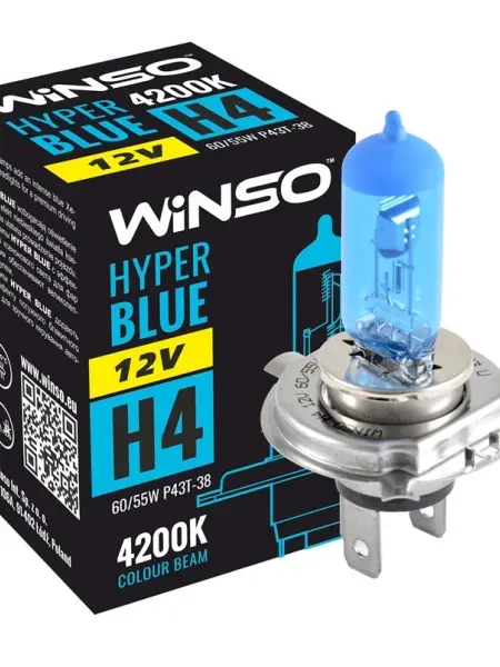Livrare expres Bec Halogen Winso Hyper Blue H4 - 12V, 60/55W P43t-38 ● 4200K