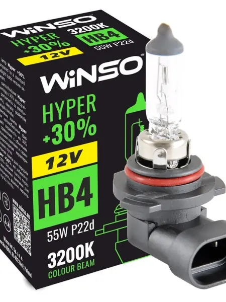 Bec Halogen Winso Hyper +30% HB4 - 12V, 55W P22d ● 3200K Livrare rapidă